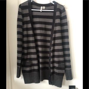 Full Tilt Button Down Striped Cardigan L